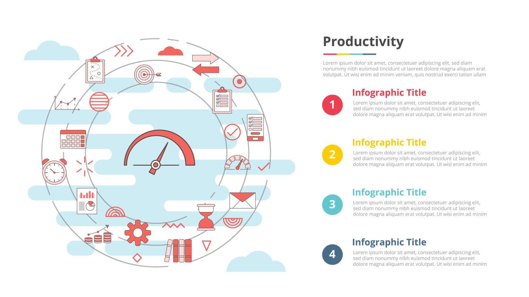 productivity concept for infographic template banner with four point list information vector