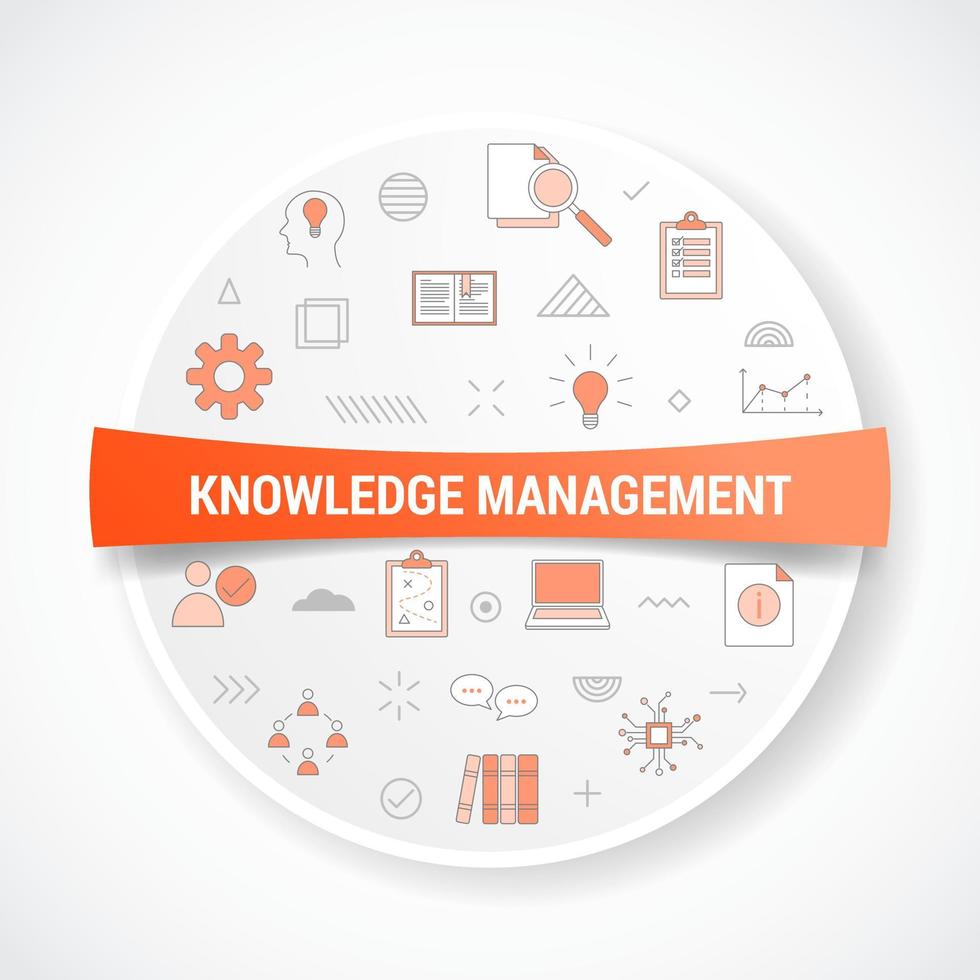 knowledge management concept with icon concept with round or circle shape vector