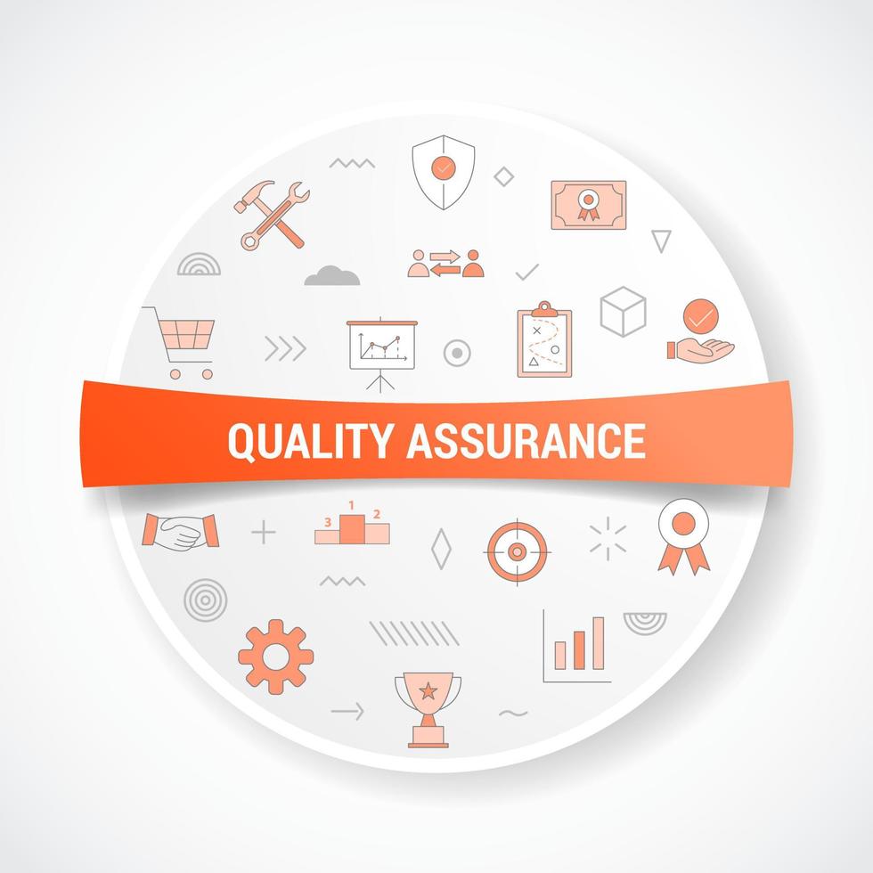 qa quality assurance concept with icon concept with round or circle shape vector