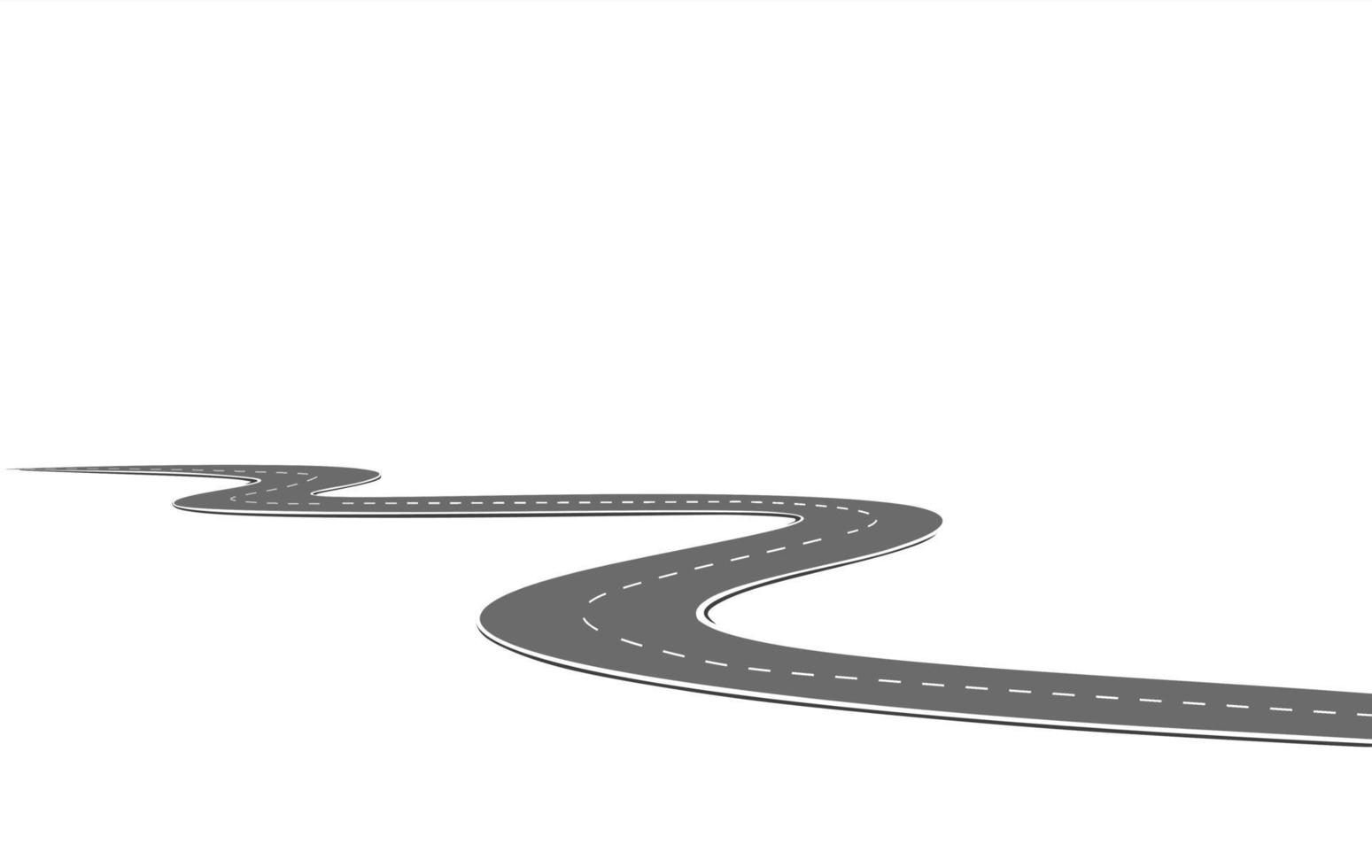 Roadway journey to the future. Asphalt street isolated on white background. Symbols Way to the goal of the end point. Path mean successful business planning Suitable for advertising and presentstation vector
