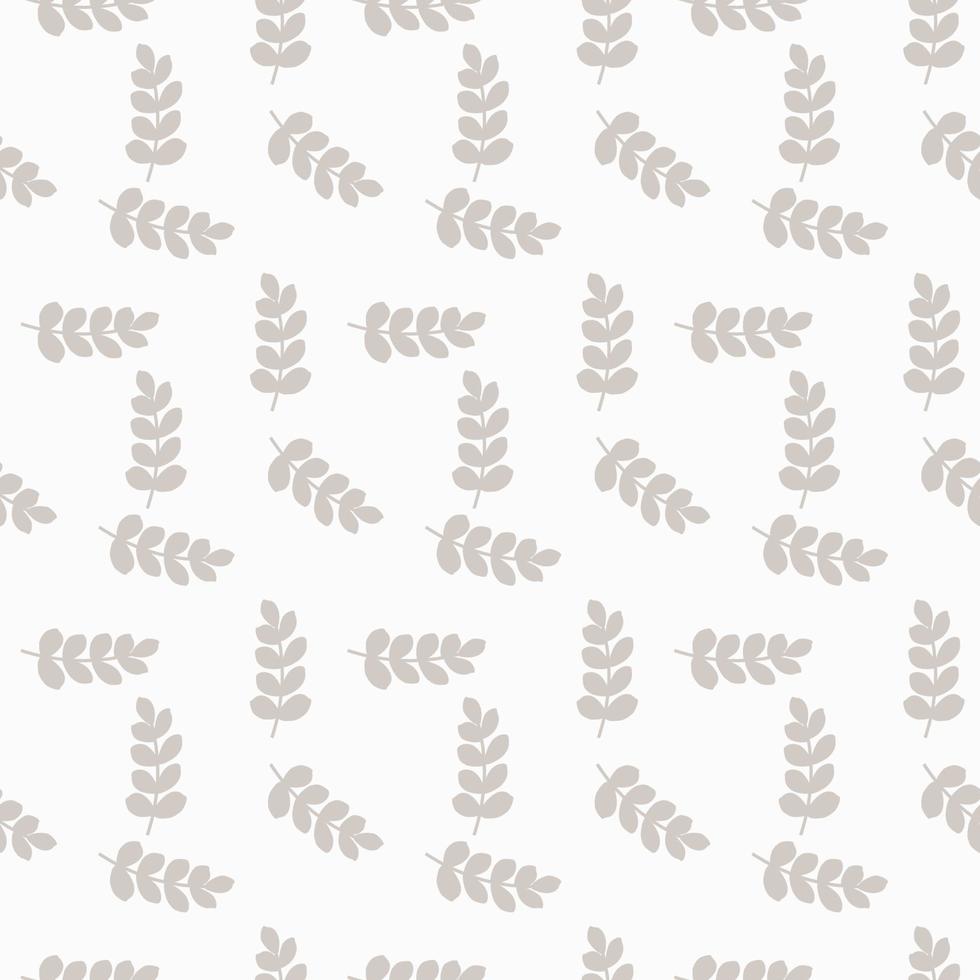 Seamless pattern of fern different tree, foliage natural branches, green leaves, herbs, tropical plant hand drawn. Vector fresh beauty rustic eco friendly background on white