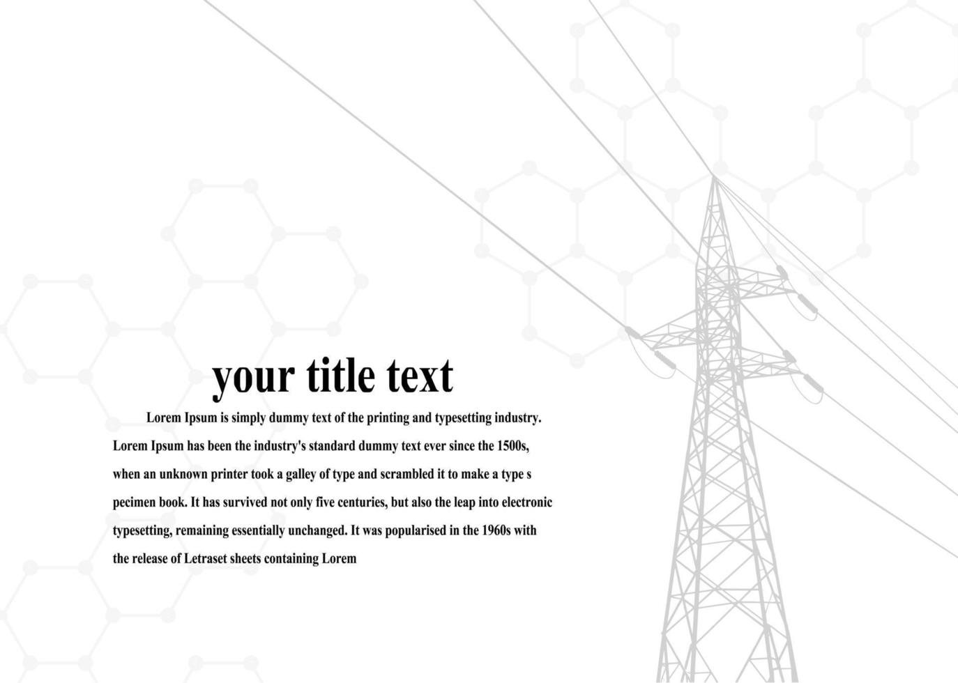 Electric pole .High Voltage transmission systems. A network of interconnected electricalHigh Voltage  Towers Electric Power Transmission. Lines Supplies Electricity to the Text.  Pylon, pole network. vector