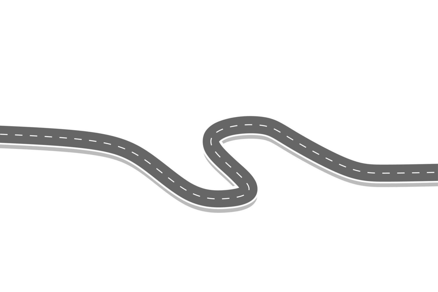 Roadway journey to the future. Asphalt street isolated on white background. Symbols Way to the goal of the end point. Path mean successful business planning Suitable for advertising and presentstation vector