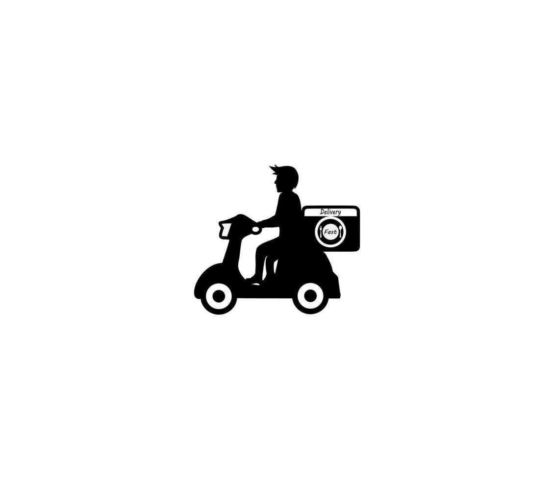 envío de motocicleta de icono de comida. vector. Símbolos de planificación empresarial adecuados para publicidad. vector