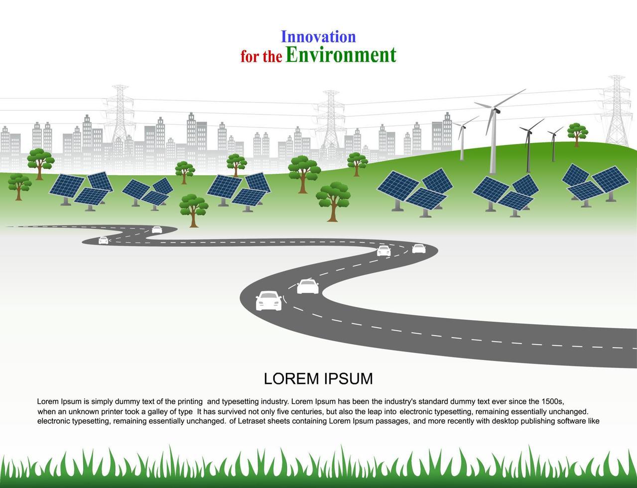 Power generation system renewable Clean energy from nature, such as wind, solar, water energy, can be used to produce electricity.Vector template infographic Timeline of business operations with flags vector