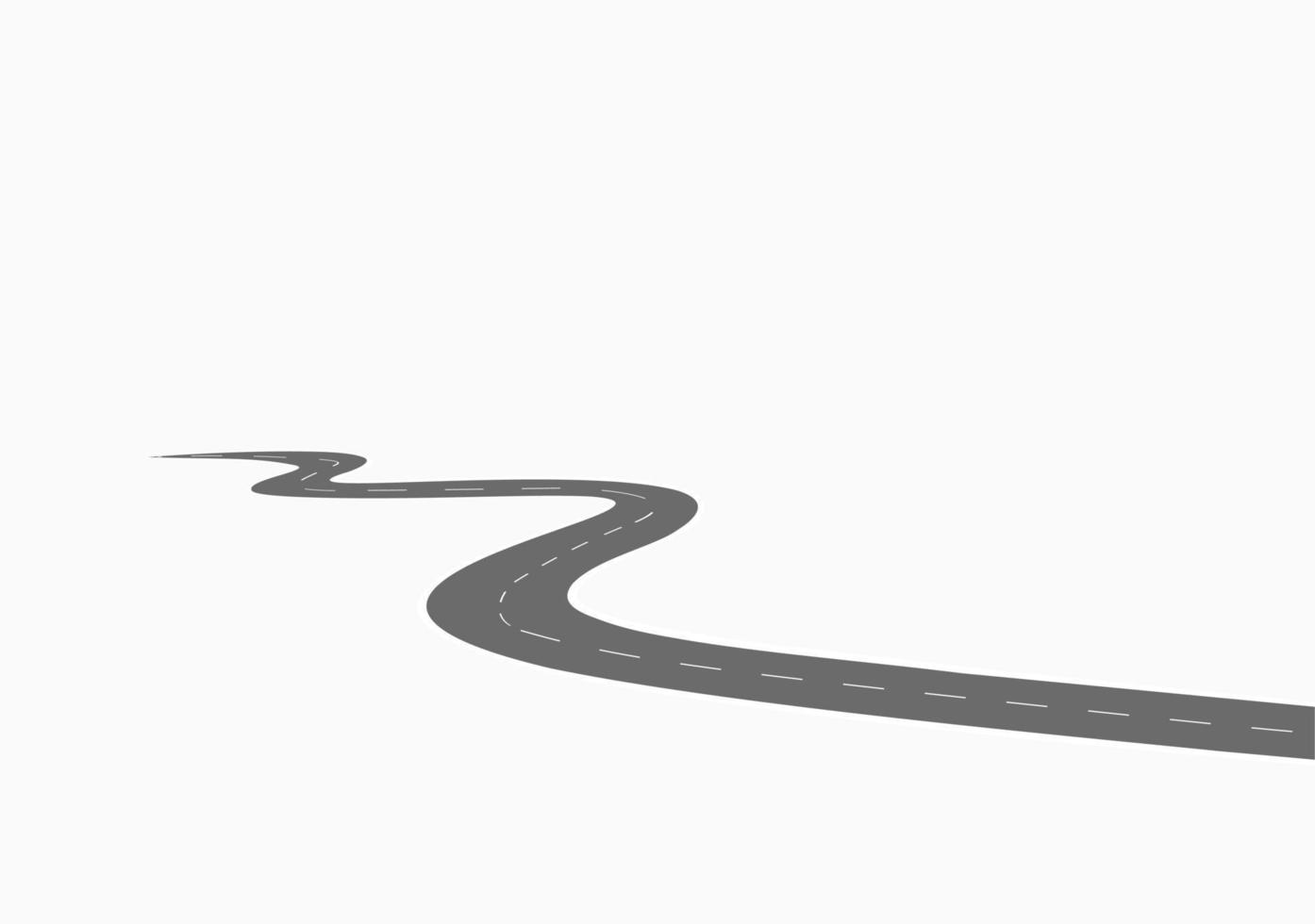 Roadway journey to the future. Asphalt street isolated on white background. Symbols Way to the goal of the end point. Path mean successful business planning Suitable for advertising and presentstation vector