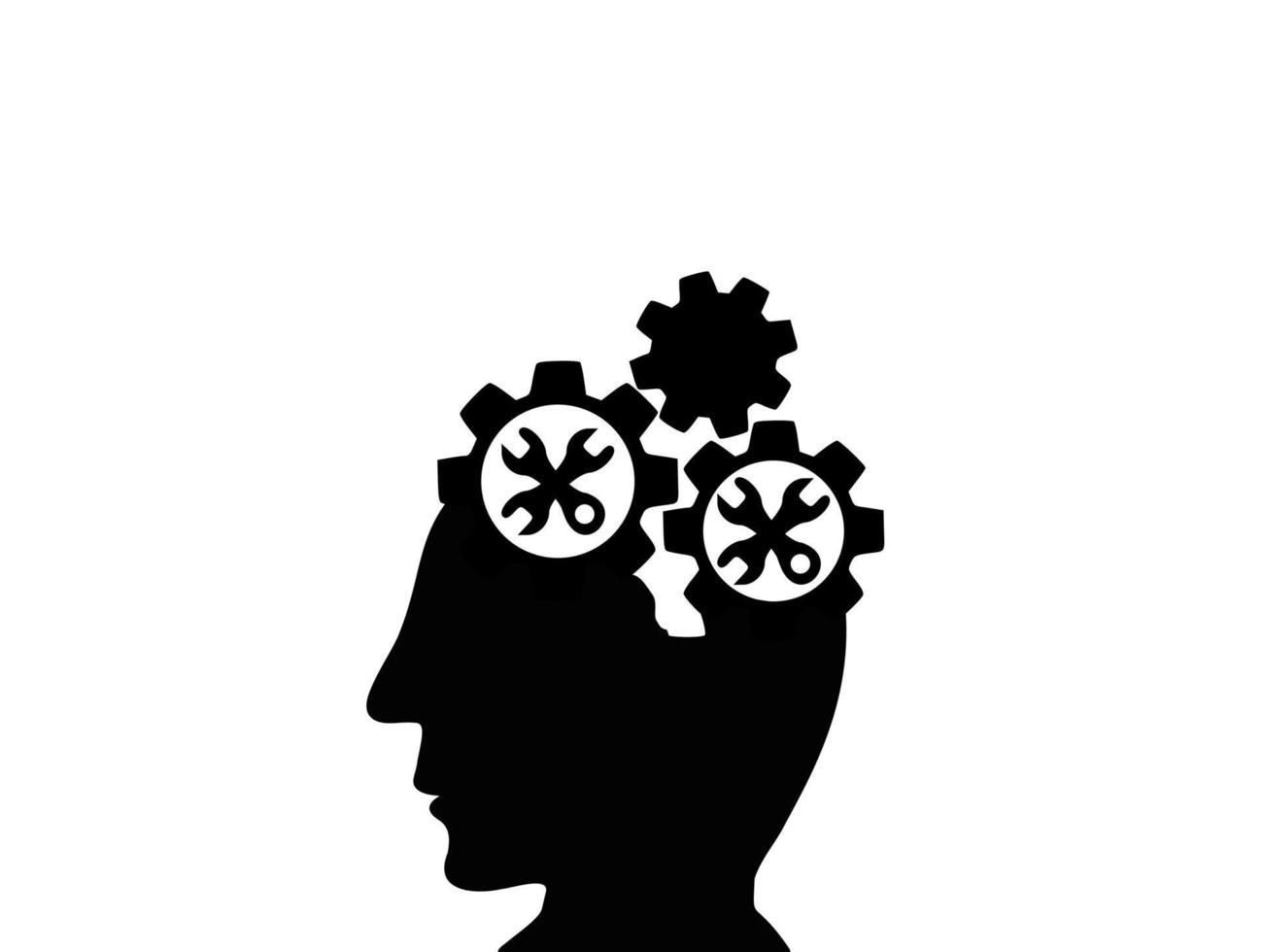 The human head with two brains on the background of the linked global economic map. Drive the world for trade and communication on the background. A linked global map drives the world for trade. vector