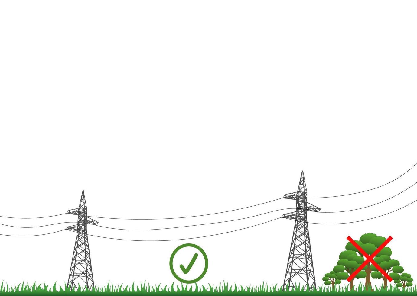 High Voltage transmission. Electric pole . under the power line vector