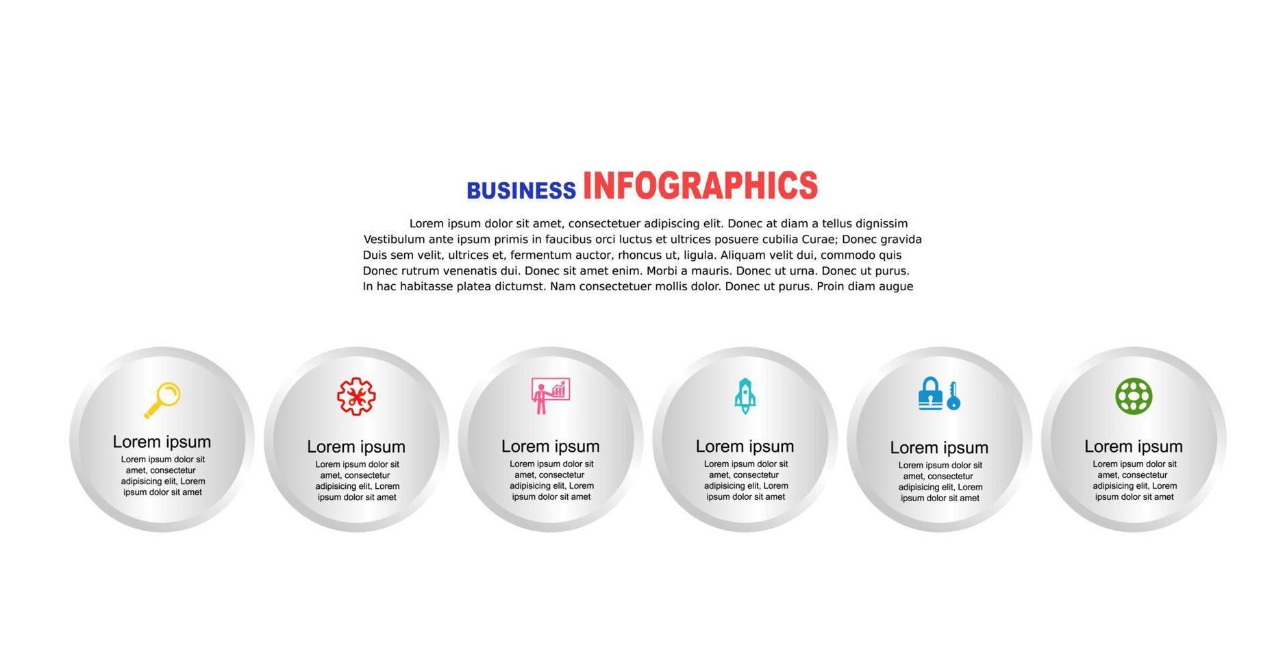 ilustración vectorial. Plantilla de opciones de número de infografías abstractas. se puede utilizar para el diseño de flujo de trabajo, diagrama, negocios 6 pasos, banner, diseño web. vector