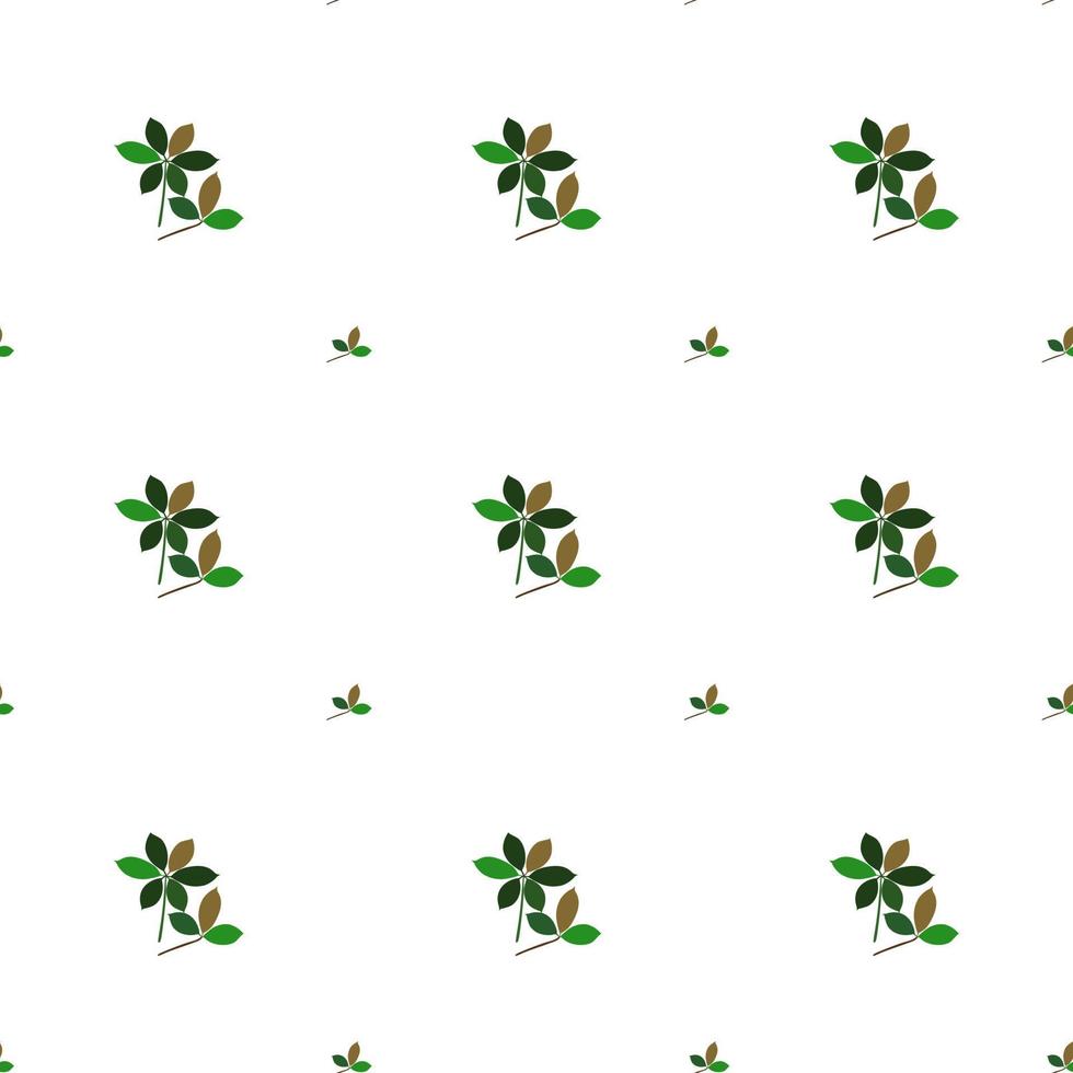 Seamless pattern of fern different tree, foliage natural branches, green leaves, herbs, tropical plant hand drawn. Vector fresh beauty rustic eco friendly background on white