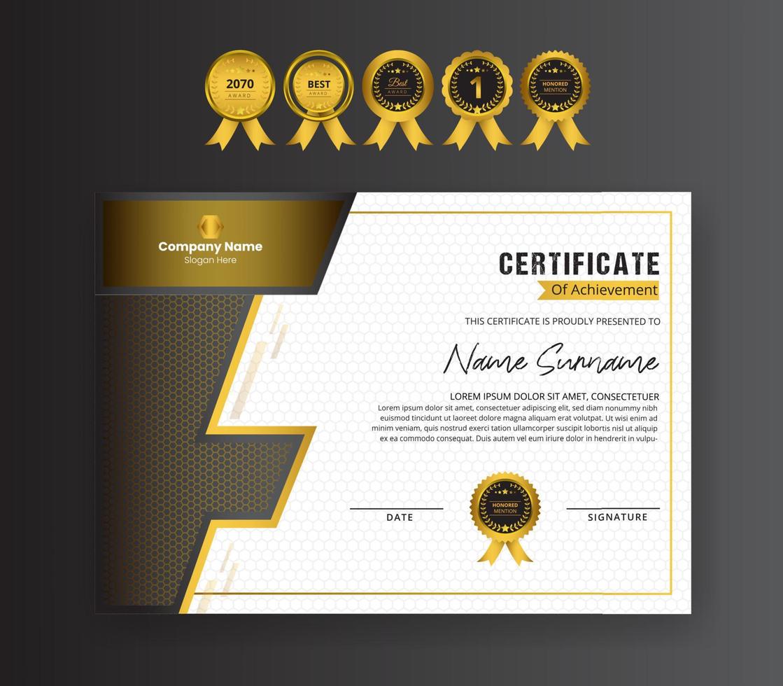 Gradient golden black luxury certificate with gaming style vector