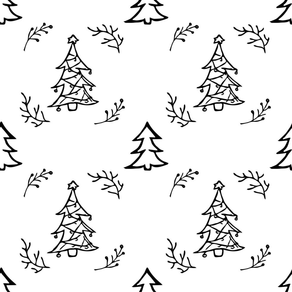 seamless pattern with christmas trees on white background vector