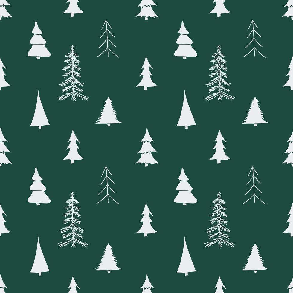 patrón transparente verde con árboles de navidad vector