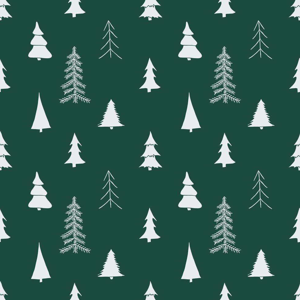 Green seamless pattern with christmas trees vector