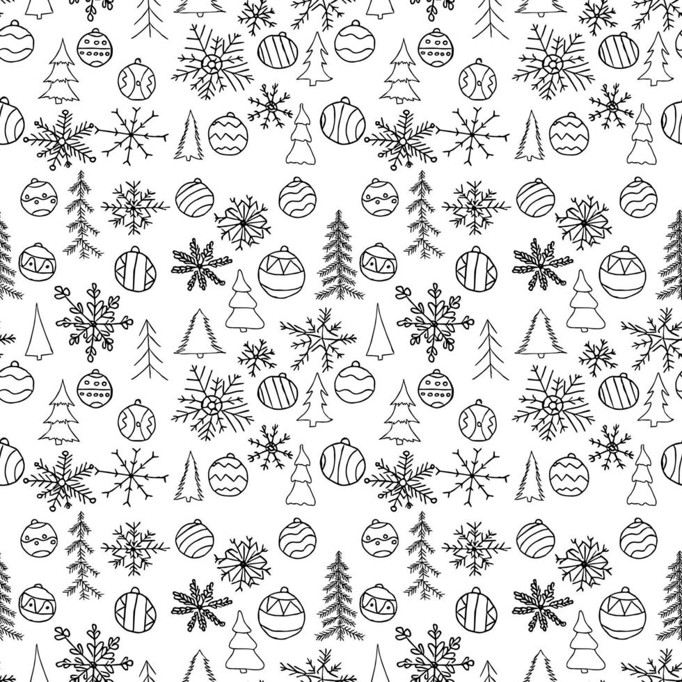 Doodle christmas background. seamless christmas pattern vector