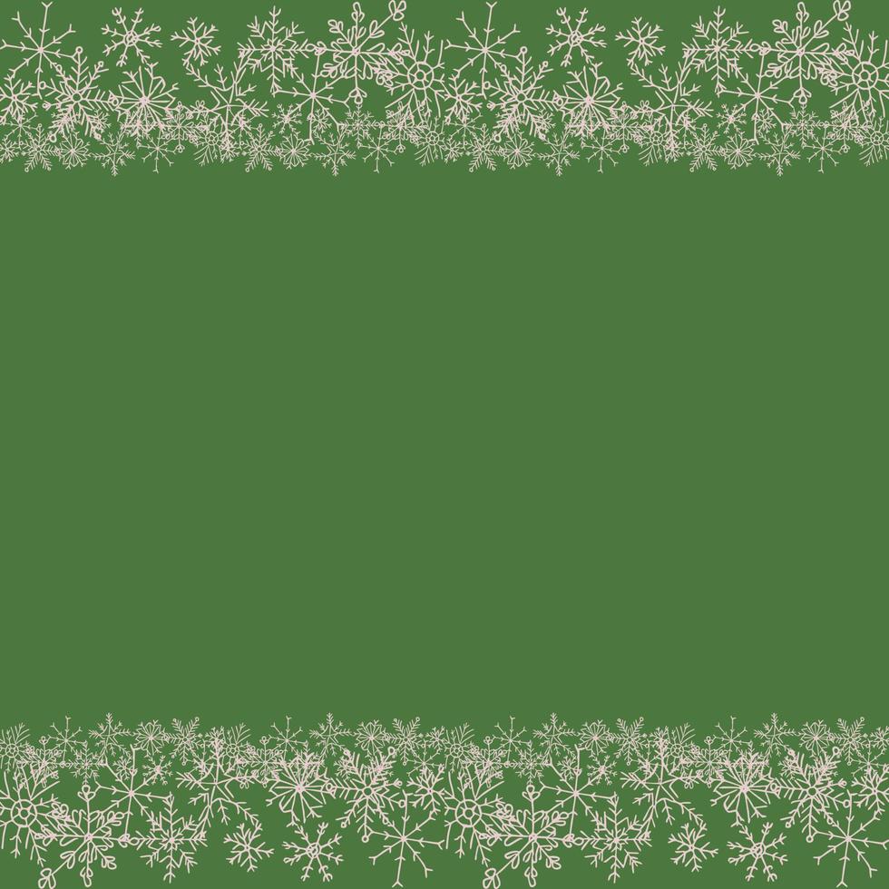 green christmas background with snowflakes and with place for text vector