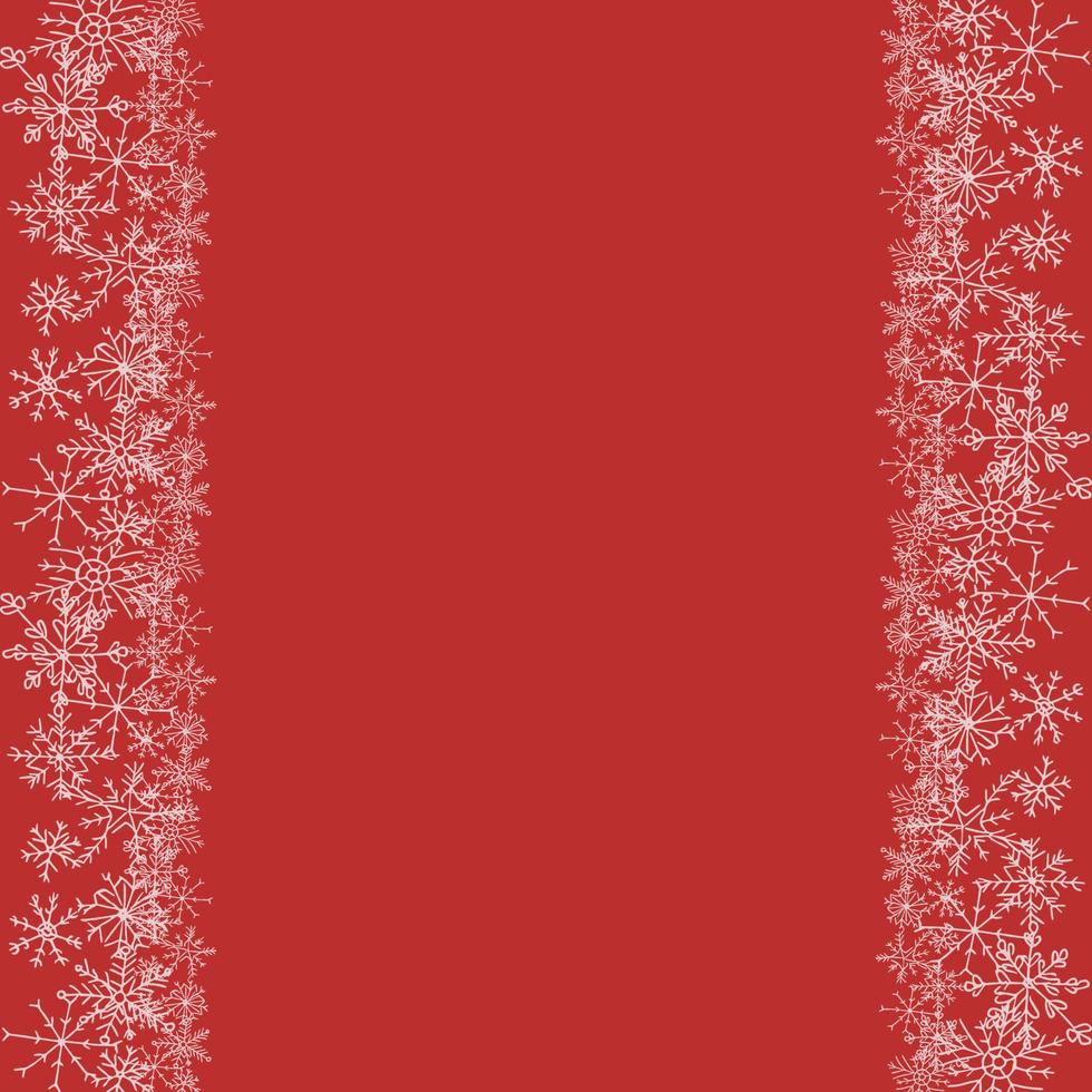 Fondo rojo navideño con copos de nieve y con lugar para texto vector