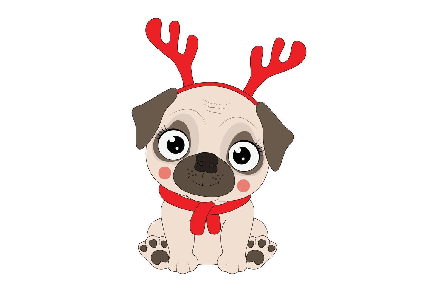 lindo perro de dibujos animados en navidad vector