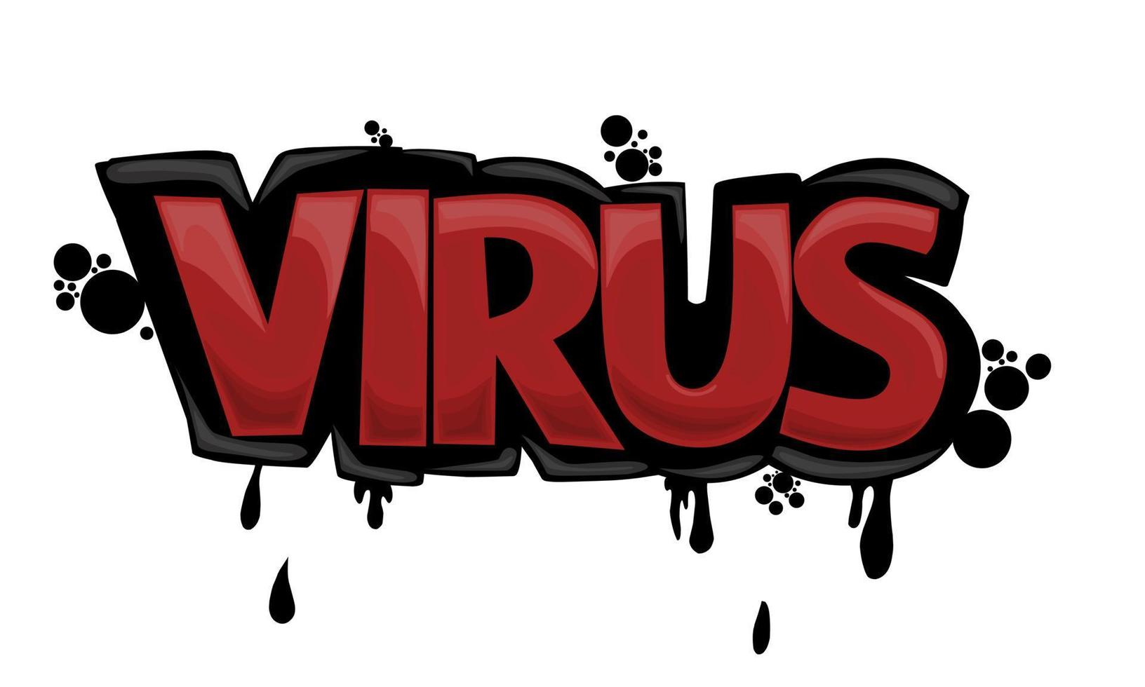 VIRUS writing graffiti design on a white background vector
