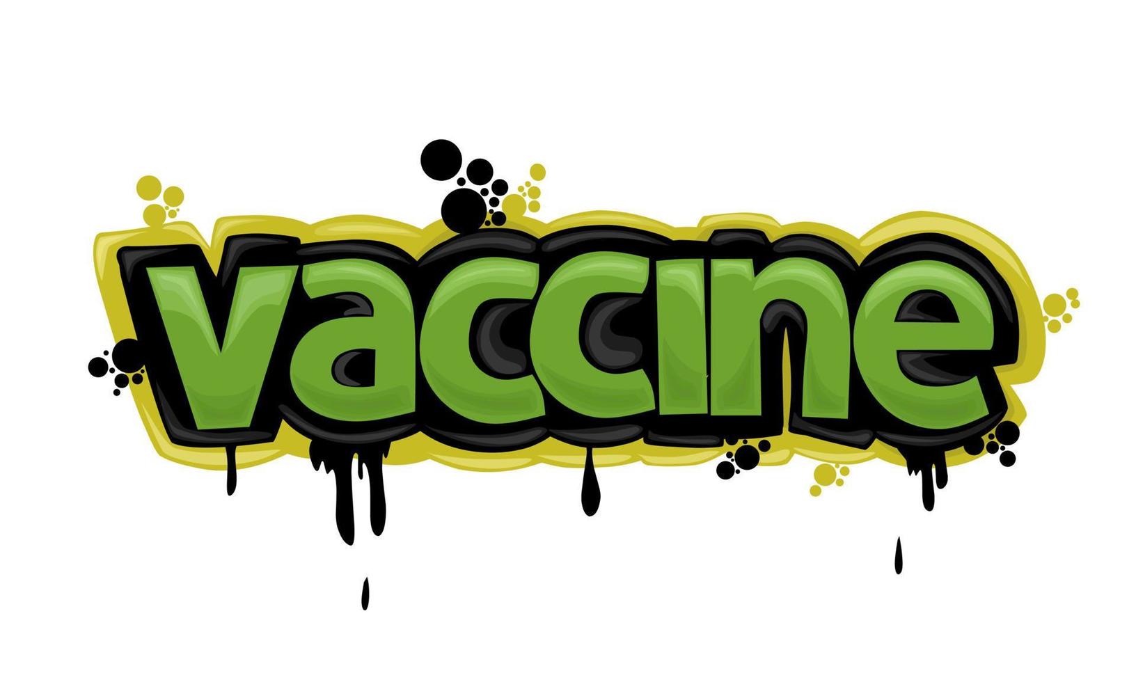 Vacuna escribiendo diseño de graffiti sobre un fondo blanco. vector