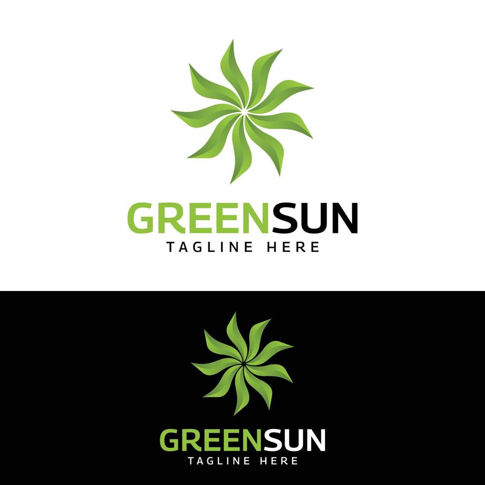 Plantilla de diseño de logotipo de sol verde degradado abstracto vector