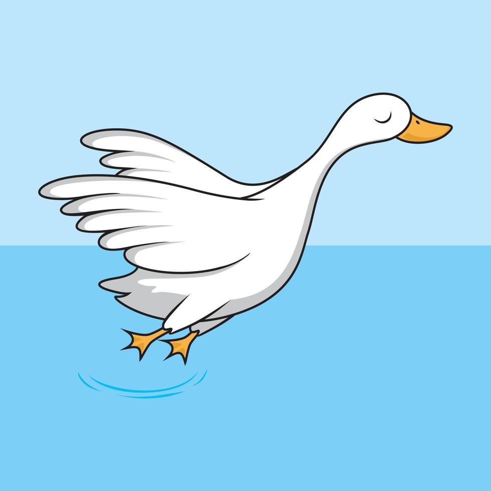 cisne volando ilustración de dibujos animados aislado vector