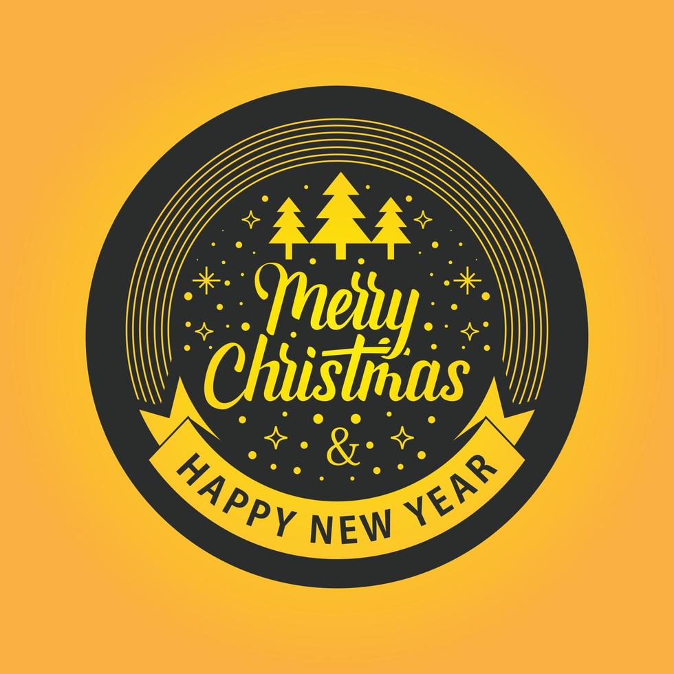 Merry Christmas Ribbon Circle Emblem Label Gold vector