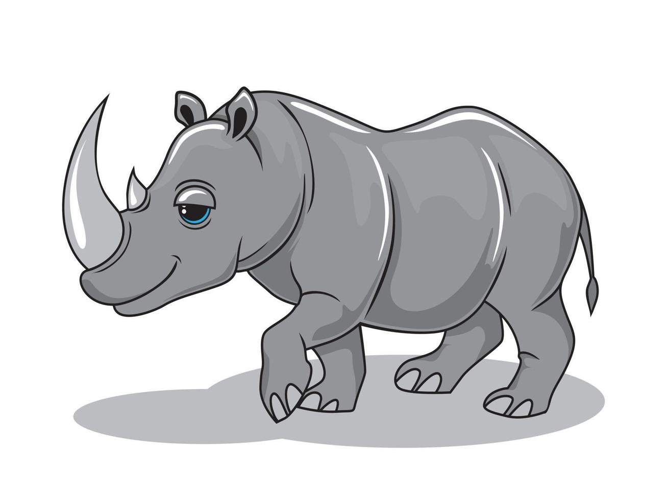 Rhino Cartoon Rhinoceros Illustration Isolated vector