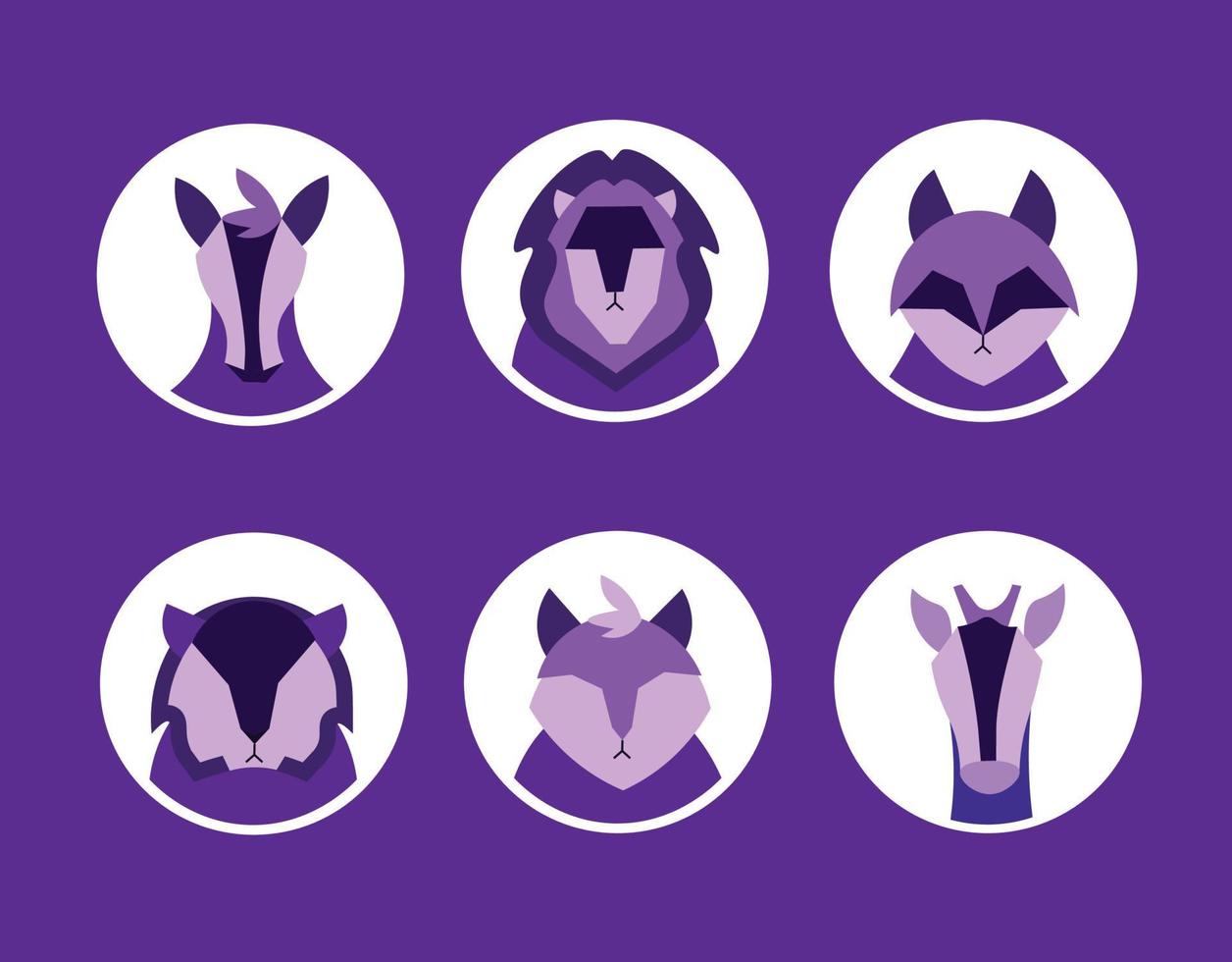 minimalist animal avatar collection vector