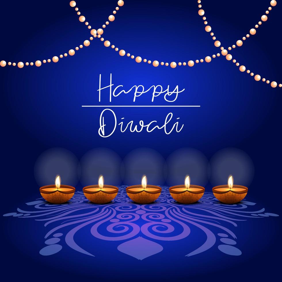 Artistic Typography greetings text Shubh Deepawali Happy Diwali in Hindi for the Indian festival of lights. vector
