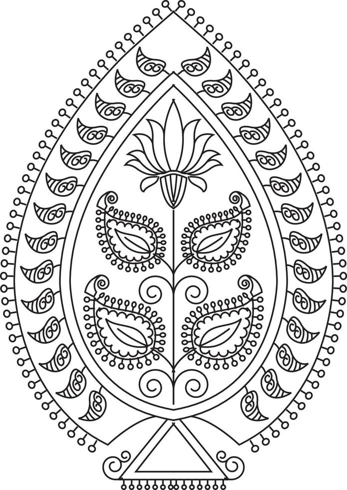 rangoli tradicional y cultural indio, alpona, kolam o paisley vector line art. arte de bengala india. para impresión textil, logo, papel pintado