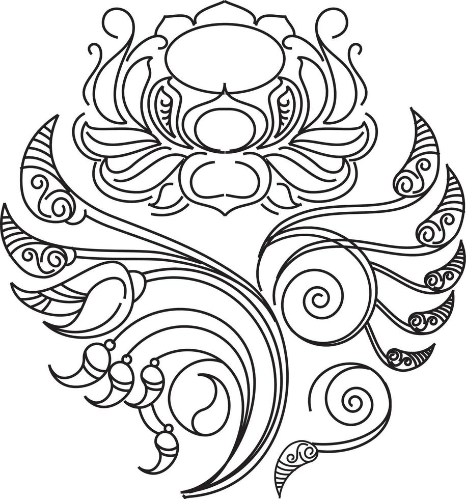 rangoli tradicional y cultural indio, alpona, kolam o paisley vector line art. arte de bengala india. para impresión textil, logo, papel pintado