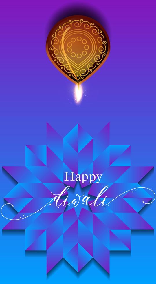 Artistic Typography greetings text Shubh Deepawali Happy Diwali in Hindi for the Indian festival of lights. vector