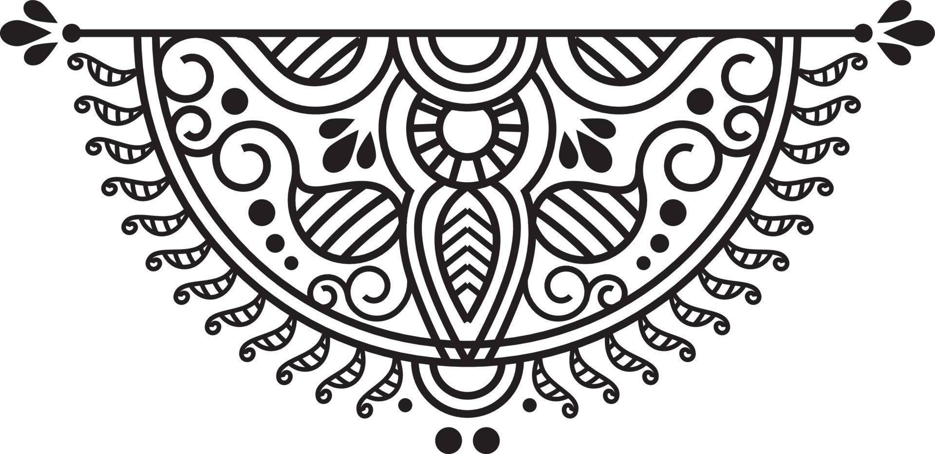 Indian Traditional and Cultural Rangoli, Alpona, Kolam, or Paisley vector line art. Bengal art India. for textile printing, logo, wallpaper