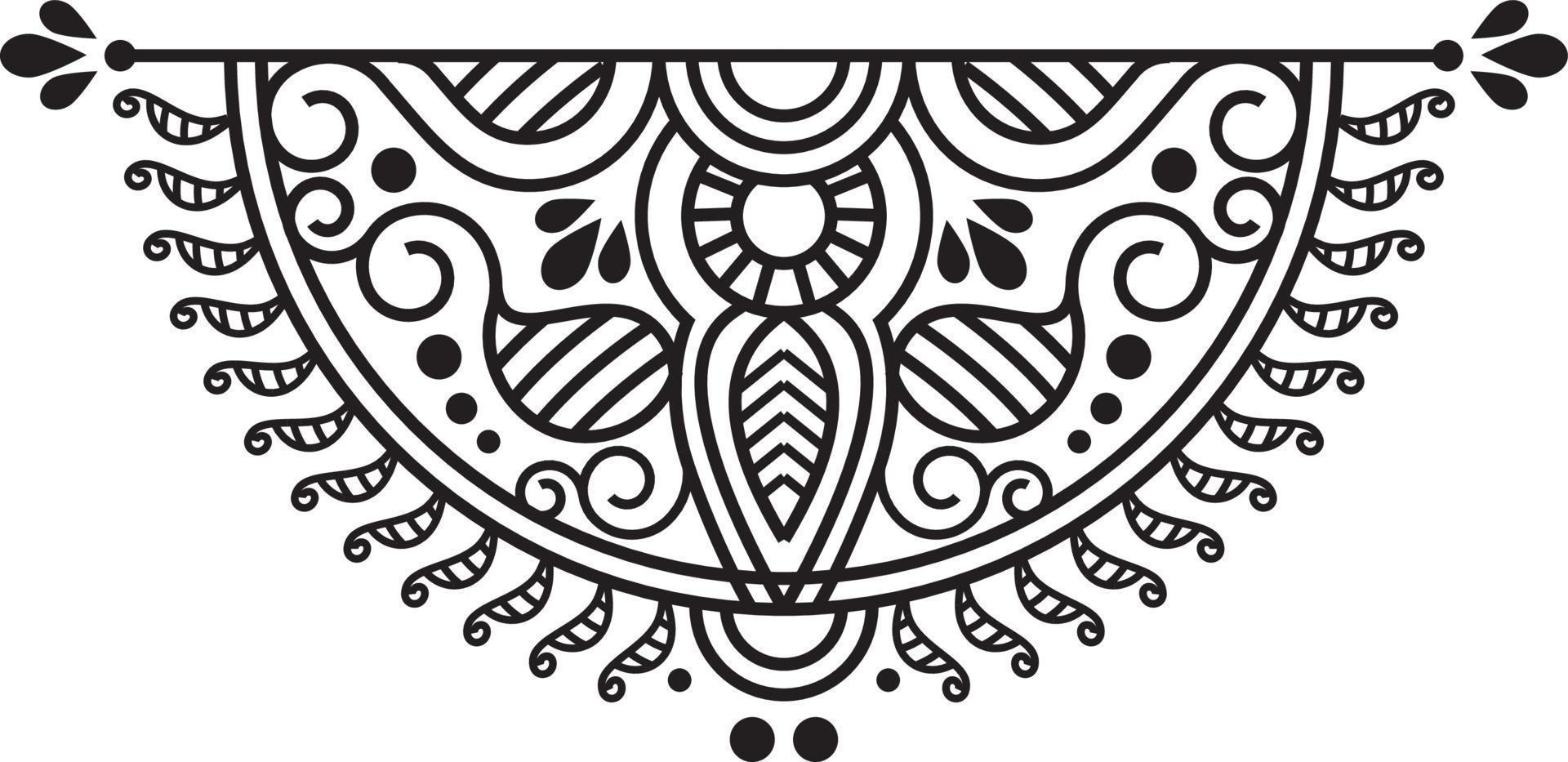 Indian Traditional and Cultural Rangoli, Alpona, Kolam, or Paisley vector line art. Bengal art India. for textile printing, logo, wallpaper