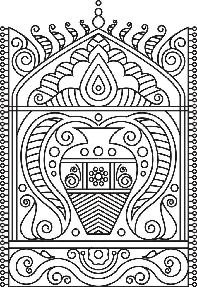 rangoli tradicional y cultural indio, alpona, kolam o paisley vector line art. arte de bengala india. para impresión textil, logo, papel pintado
