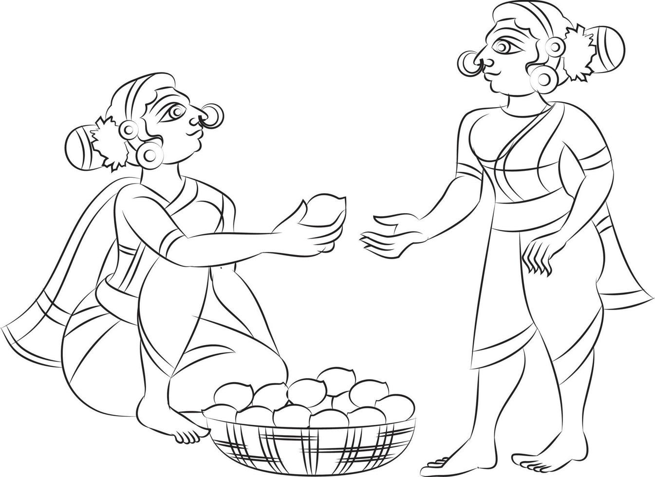 Village morning rituals. Nandi or bull owner go to every house for a donation. or collecting food as charity vector