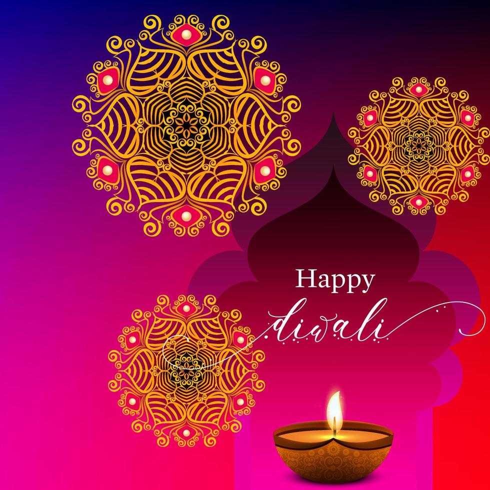 Artistic Typography greetings text Shubh Deepawali Happy Diwali in Hindi for the Indian festival of lights. vector