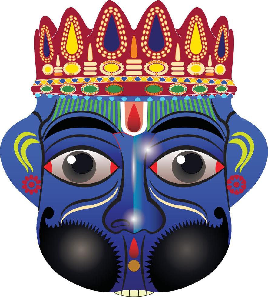 Indian God any goddesses, paper mache mask. It can be used for a coloring book, textile fabric prints, phone case, greeting card. logo, calendar. In Kalamkari Madhubani style vector