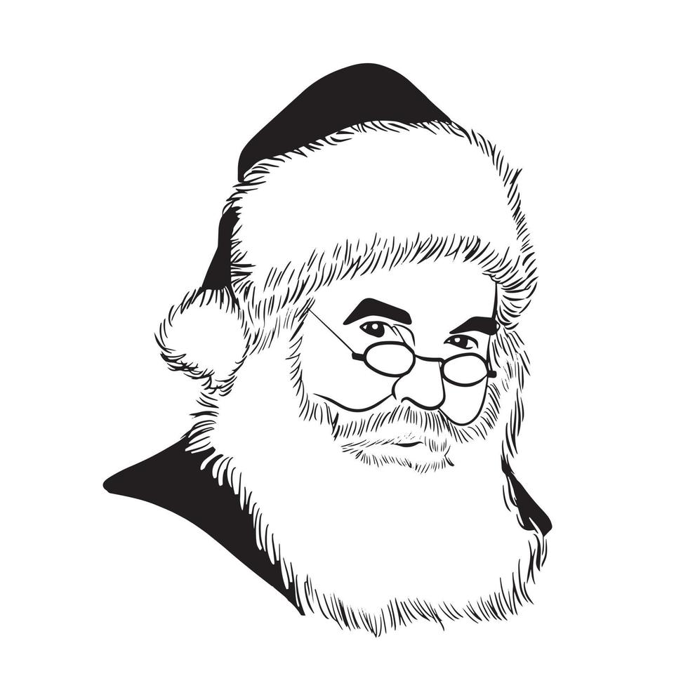 santaclaus vector ilustración arte blanco y negro potrait