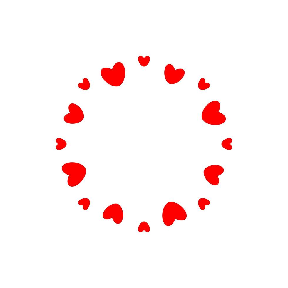 logotipo de amor abstracto. círculo de corazones. marco para foto de amor. símbolo de familia feliz. vector plantilla de emblema aislado sobre fondo blanco.