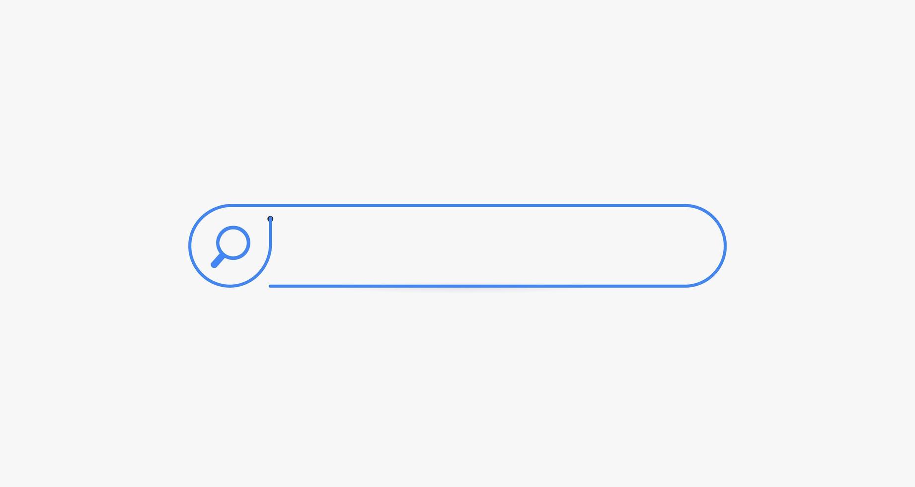 Search bar. Horizontal linear border with text input field, magnifying glass icon in frame. Simple flat searching button design for seo, networking technology, web ui, internet navigation, web browser vector