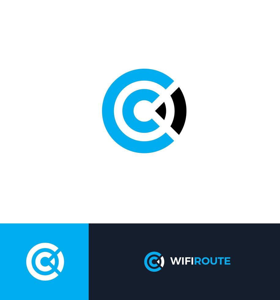 Wi-Fi flat style vector logo concept. Wireless signal isolated icon. Wifi abstract zone symbol. Letter C