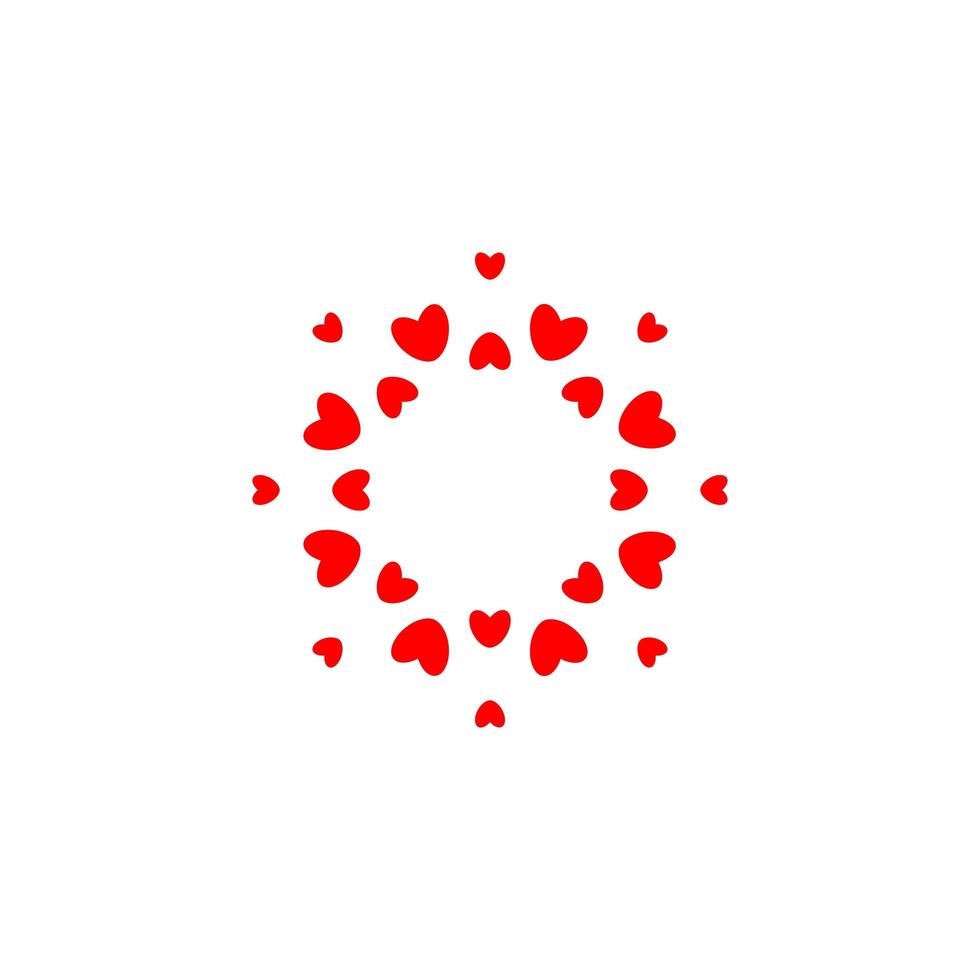 Abstract love logo. Circle of hearts. Frame for love photo. Happy family symbol. Vector isolated emblem template on white background.