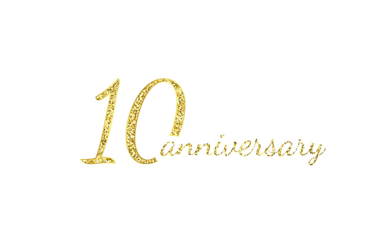 Concepto de logotipo de 10 aniversario. Icono de cumpleaños de 10 años. números de oro aislados sobre fondo negro. ilustración vectorial. Eps10. vector