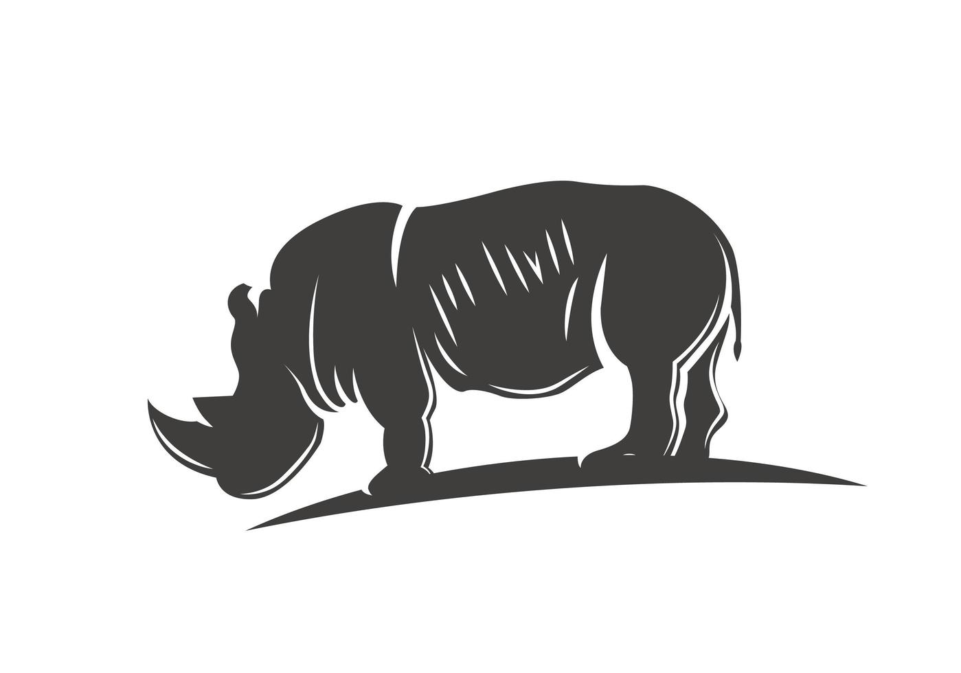 Black rhino silhouette. Isolated vector illustration.