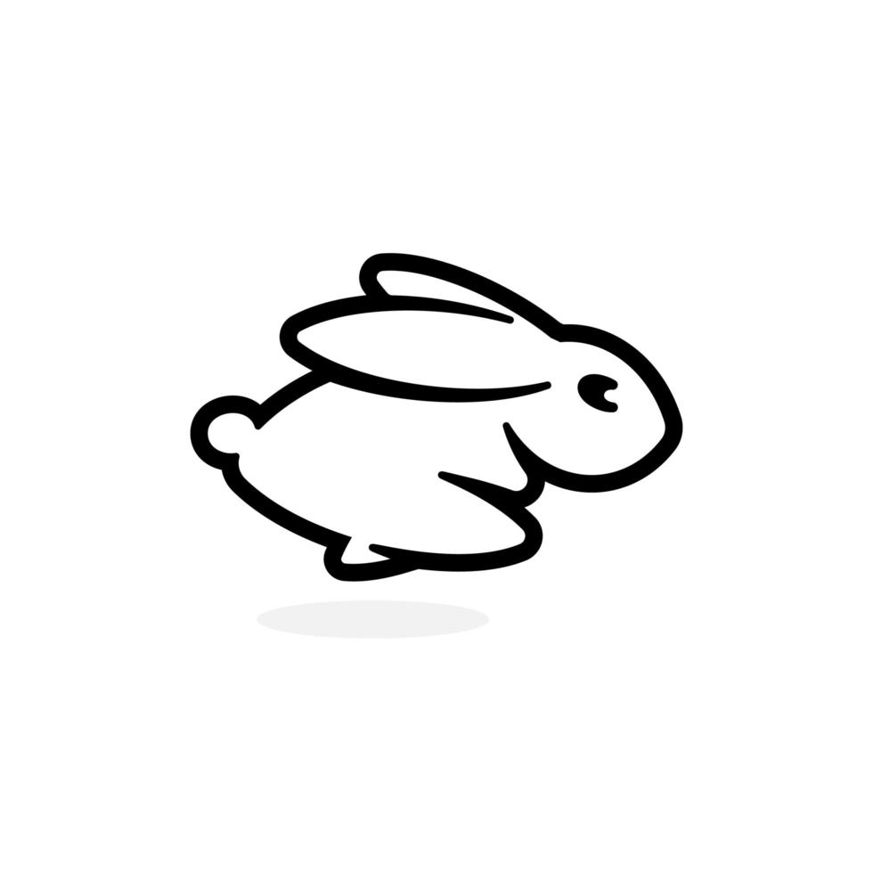 Leveret emblem template. Running Rabbit icon. Simple black outline Hare silhouette logo template. Modern concept design. Isolated Bunny vector illustration on white background.