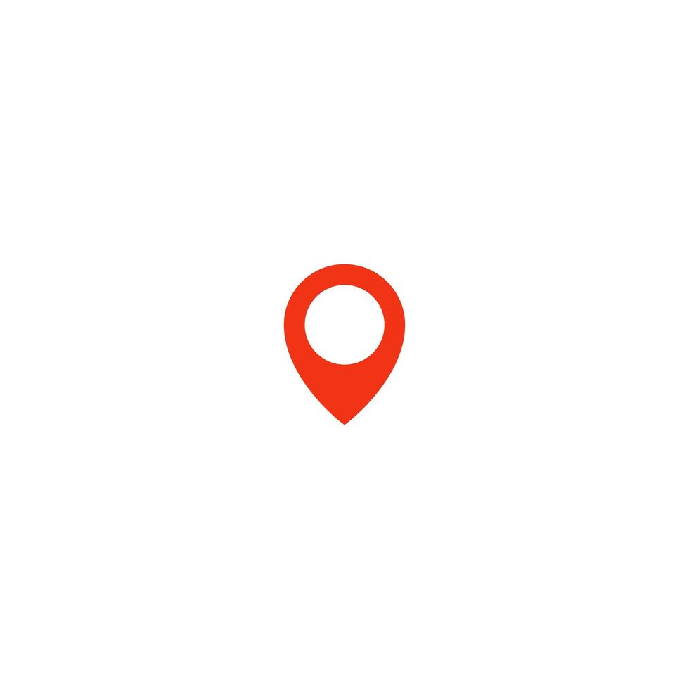Location pin icon. Red taxi pointer. Simple flat point template. Infographic design element for navigation app, place on map mark. Isolated vector illustration on white background.