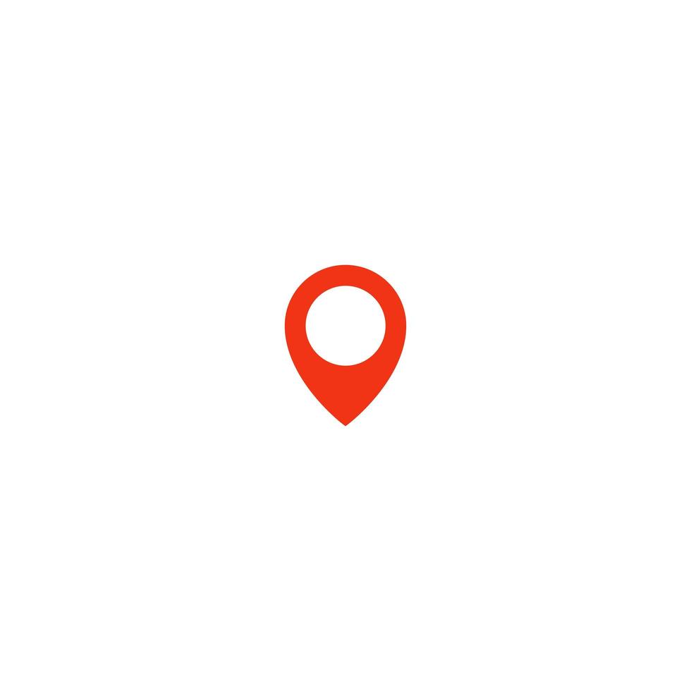 Location pin icon. Red taxi pointer. Simple flat point template. Infographic design element for navigation app, place on map mark. Isolated vector illustration on white background.