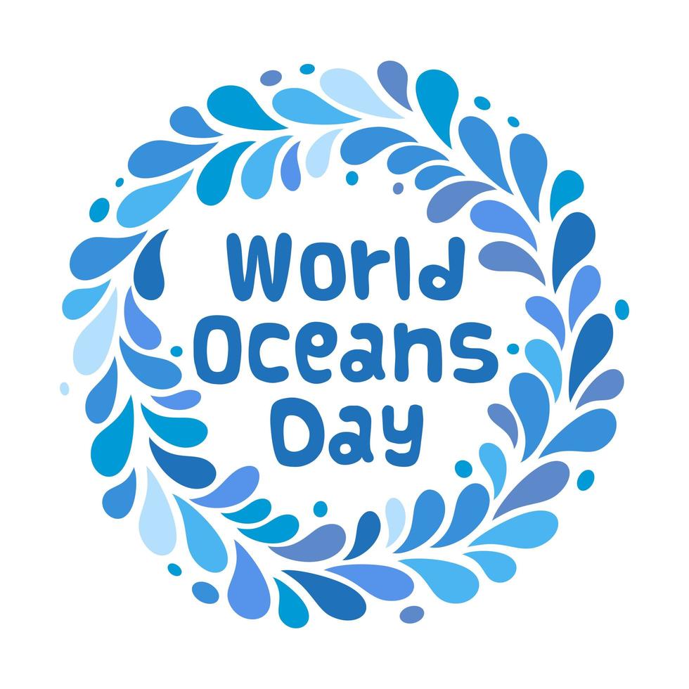 World Oceans Day design template. Ocean health protect graphic symbol. Nature care logo. Environment planet Isolated vector illustration.